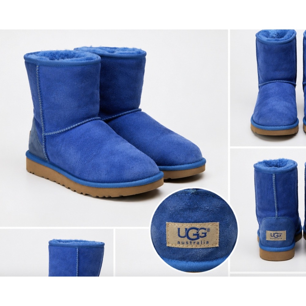 UGG Australia Classic Short Sheepskin Boots Electric Blue Womens 5 Plush Casual